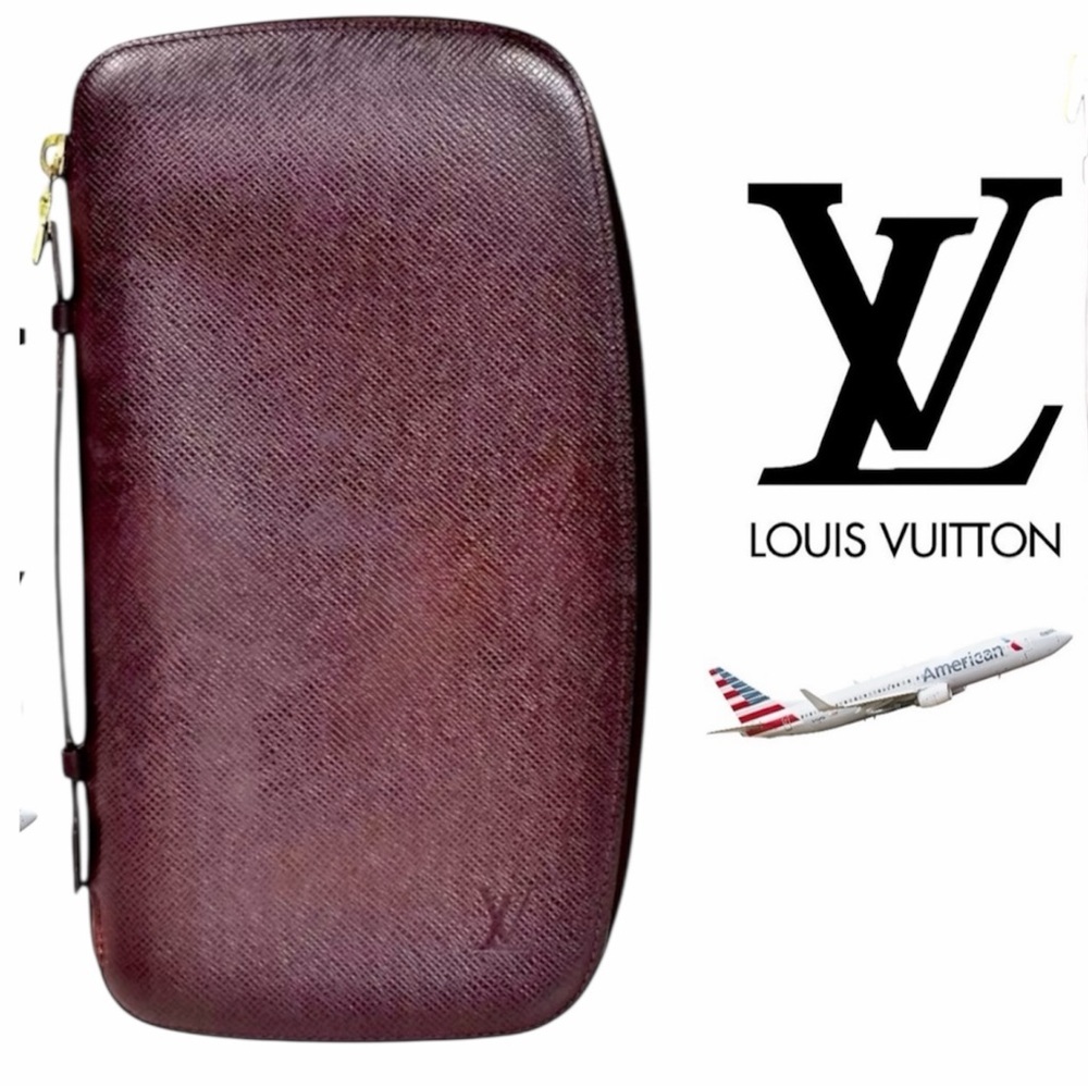 Louis Vuitton Atoll Taiga Large Travel Case Organizer Wallet Burgundy Gold LV - Picture 15 of 15